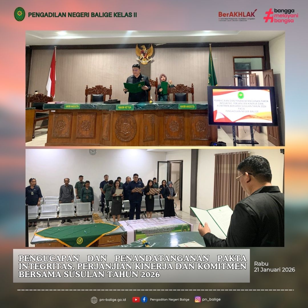 PENGUCAPAN DAN PENANDATANGANAN PAKTA INTEGRITAS, PERJANJIAN KINERJA DAN KOMITMEN BERSAMA SUSULAN TAHUN 2026 